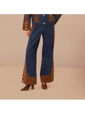 FARM Rio Western Denim Wide Leg Pants Cowgirl Rodeo